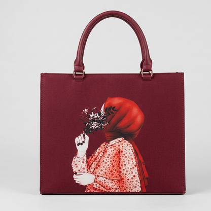 Floral Hijab Girl Tote Bag
