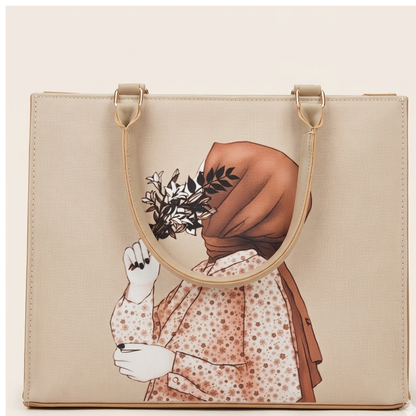 Floral Hijab Girl Tote Bag