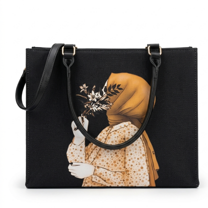 Floral Hijab Girl Tote Bag